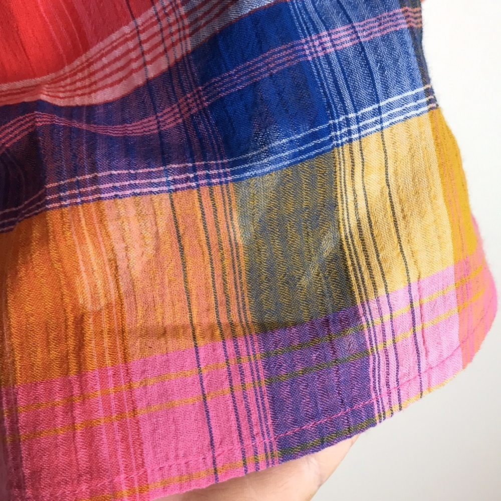 Soft Surroundings plaid gauze top button down textured pink women's size Medium - Picture 9 of 13